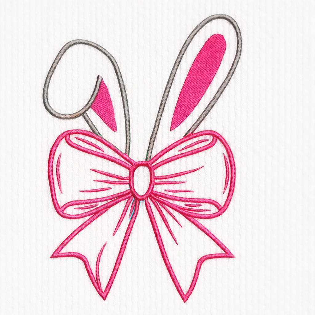 Personalised Baby Girl Pink Frill Sleepsuit – Embroidered Bunny Bow Design