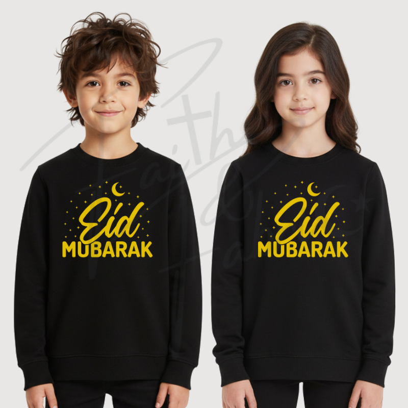 Kids Eid Mubarak Sweatshirt – Starry Script Design