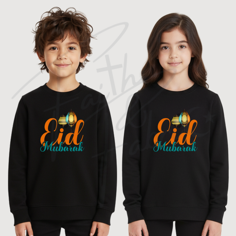 Kids Eid Mubarak Sweatshirt – Lantern Script Design